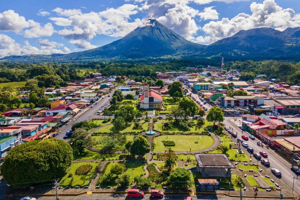 Aerial view of La Fortuna in Costa Rica