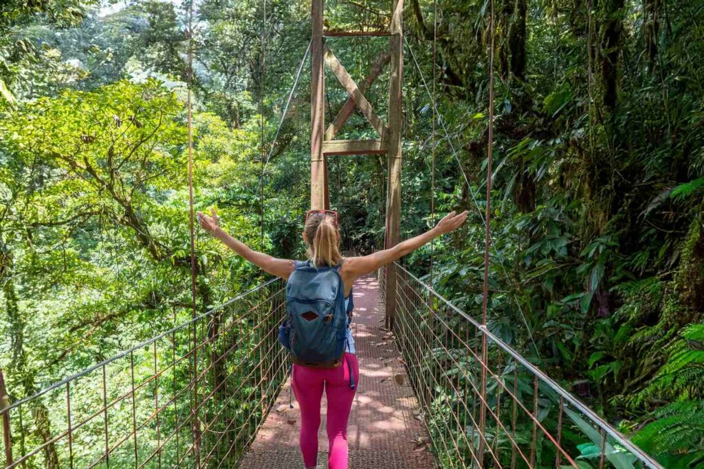 Woman in the rainforest in Monteverde Costa Rica