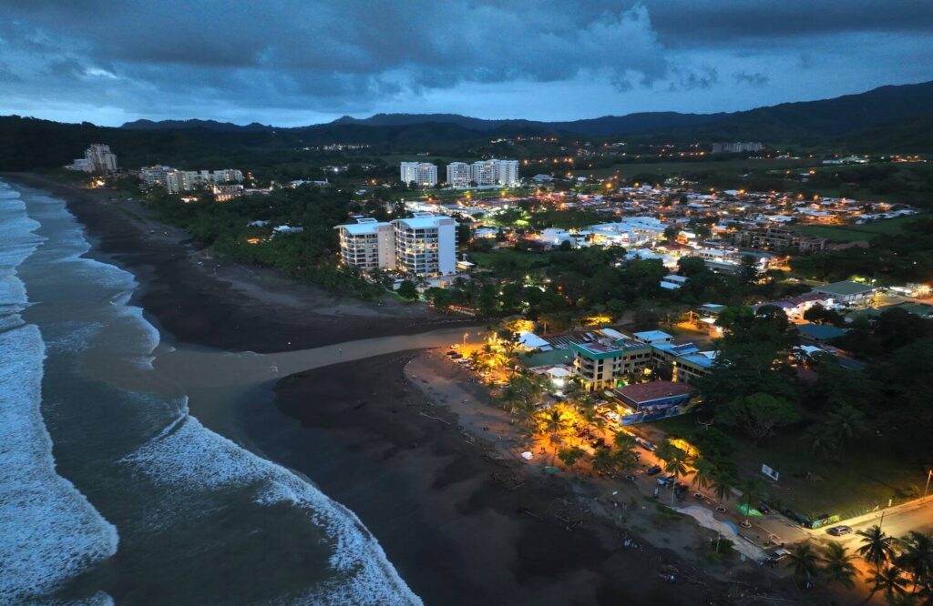 Aerial view of Jaco at night