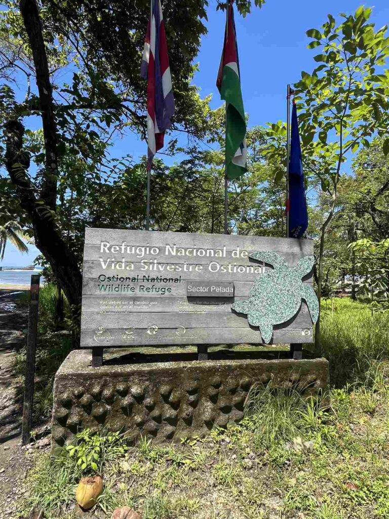 Close-Up of Ostional Refuge Sign with Turtle Symbol