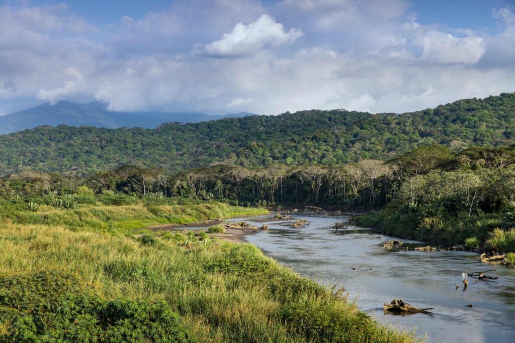 Tarcoles river flowing through in Costa Rica