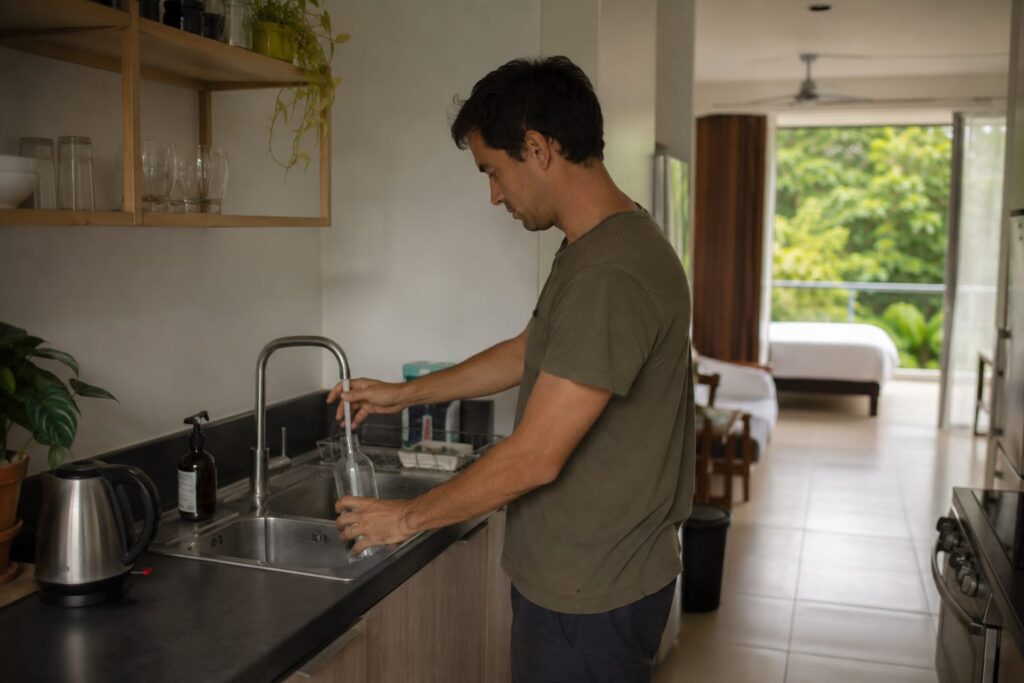 Filling Tap Water in a Costa Rican Apartment